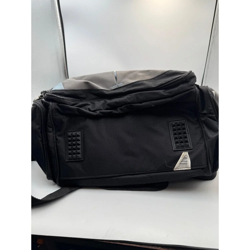 Eddie Bauer Grey Black Ballistic Nylon Duffel Bag Travel Gym Weekender Carry On